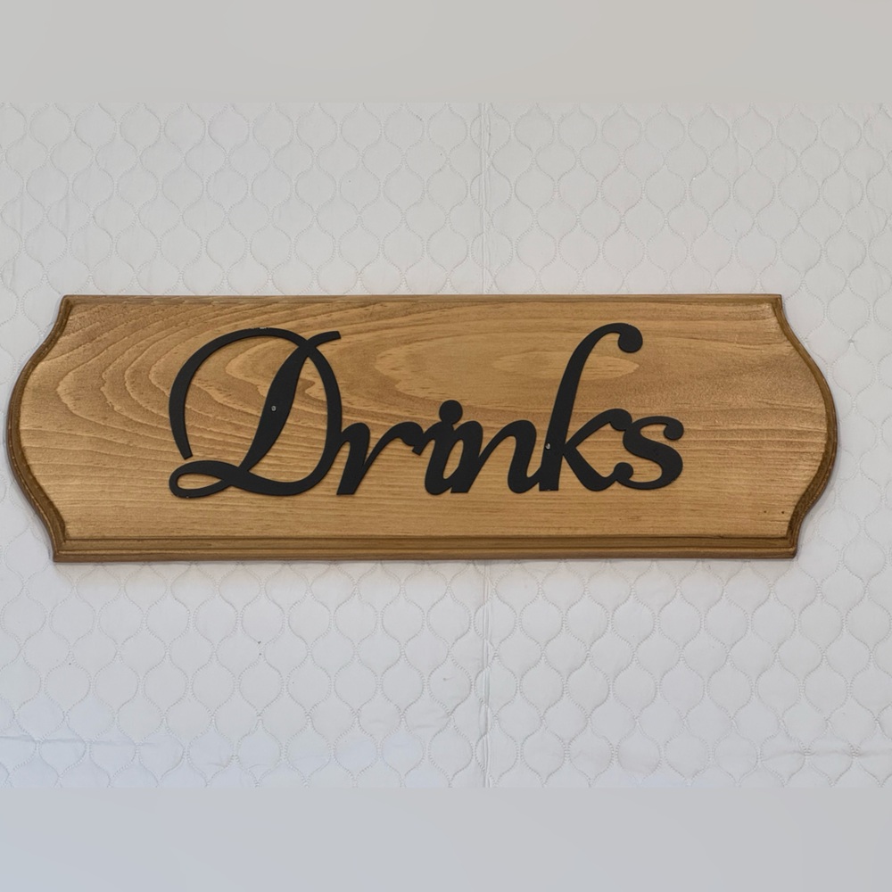 Handcrafted "Drinks" Wall Sign Plaque Bar Decor